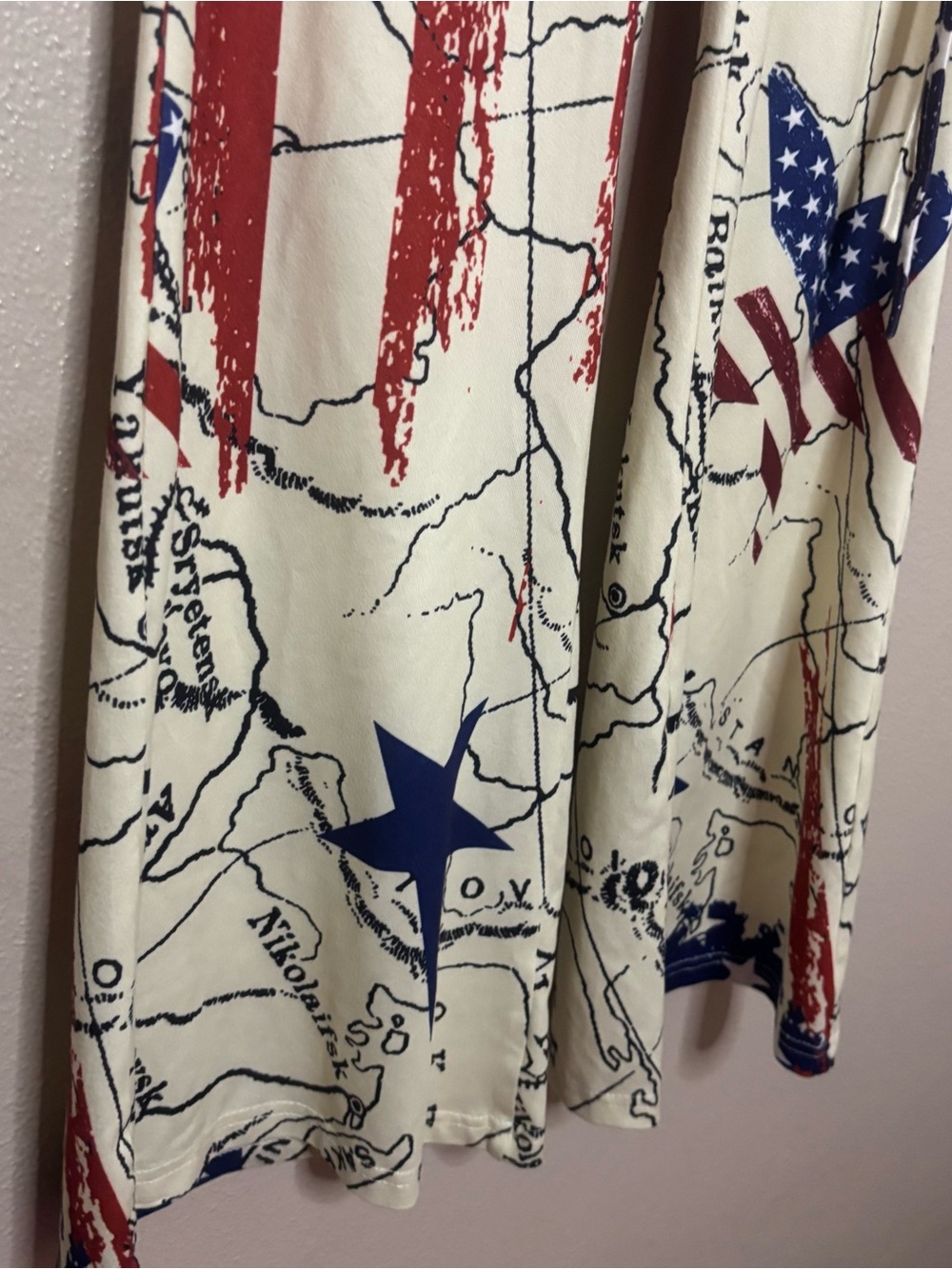 Y2K Patriotic American Flag Fold Over Flare Yoga Pants Western Rodeo Cowgirl Med - Picture 6 of 12